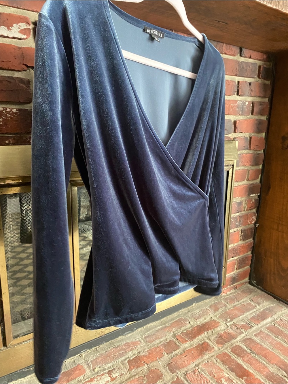 Velvet Wrap Top in Deep Navy